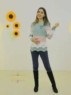 لباس بافتنی زنانه سه رنگ سه گل کد 1006