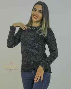 لباس بافتنی زنانه مجلسی دورگردن مروارید کد 1003