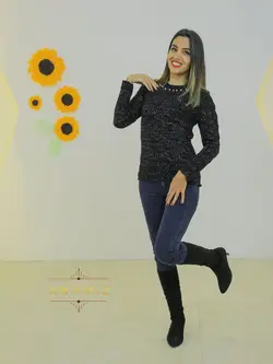 لباس بافتنی زنانه مجلسی دورگردن مروارید کد 1003