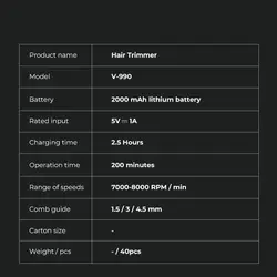 ماشین اصلاح سر و صورت وی جی آر مدل V-990 | فستیوال موزر