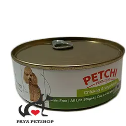کنسرو سگ مرغ و سبزيجات petchi - پایا پت شاپ