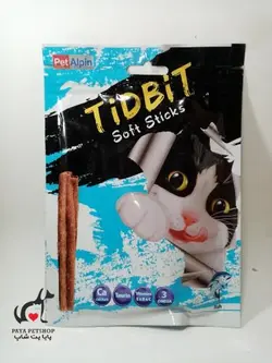 تشویقی مدادی گربه تیدبیت طعم مرغ و سیب- خرید تشویقی گربه شکل مدادی در پایا پت شاپ