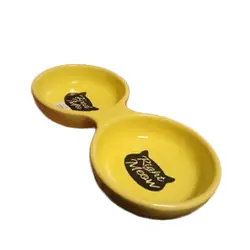 ظرف آب و غذای سرامیکی دوقلو گربه در رنگ مختلف