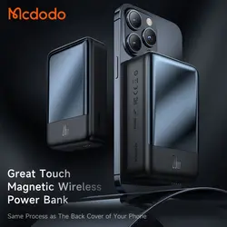 پاوربانک وایرلس مگ سیف 20 وات 20000 مک دودو مدل MCDODO MC-502 بهمراه کابل شارژ