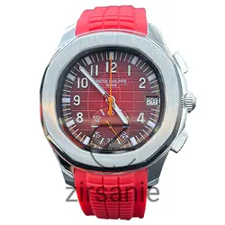 ساعت مچی مردانه پتک فیلیپ آکوانات سیلور صفحه قرمز Patek Philippe Aquanaut Red Silver