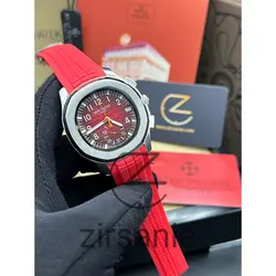 ساعت مچی مردانه پتک فیلیپ آکوانات سیلور صفحه قرمز Patek Philippe Aquanaut Red Silver