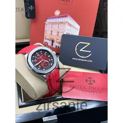 ساعت مچی مردانه پتک فیلیپ آکوانات سیلور صفحه قرمز Patek Philippe Aquanaut Red Silver
