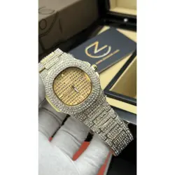 ساعت مچی زنانه پتک فیلیپ ناتیلوس طلایی فول نگین Patek Philippe Nautilus Golden Full Diamond