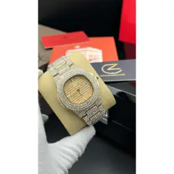 ساعت مچی زنانه پتک فیلیپ ناتیلوس طلایی فول نگین Patek Philippe Nautilus Golden Full Diamond