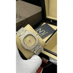 ساعت مچی زنانه پتک فیلیپ ناتیلوس طلایی فول نگین Patek Philippe Nautilus Golden Full Diamond