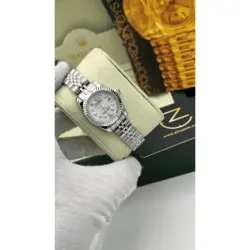 ساعت مچی رولکس دیت جاست سیلور صفحه صدف اندکس نگین (تک و ست) Rolex Datejust Silver Pearl Screen Diamond Index