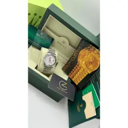 ساعت مچی رولکس دیت جاست سیلور صفحه صدف اندکس نگین (تک و ست) Rolex Datejust Silver Pearl Screen Diamond Index