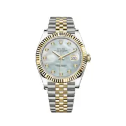ساعت مچی رولکس دیت جاست دو رنگ سیلور طلایی صفحه صدف اندکس نگین (تک و ست) Rolex Datejust Silver Golden Pearl Screen Diamond Index