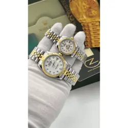 ساعت مچی رولکس دیت جاست دو رنگ سیلور طلایی صفحه صدف اندکس نگین (تک و ست) Rolex Datejust Silver Golden Pearl Screen Diamond Index