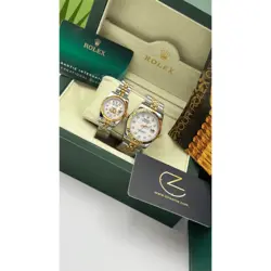 ساعت مچی رولکس دیت جاست دو رنگ سیلور طلایی صفحه صدف اندکس نگین (تک و ست) Rolex Datejust Silver Golden Pearl Screen Diamond Index