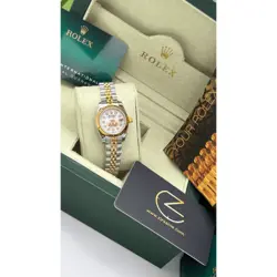 ساعت مچی رولکس دیت جاست دو رنگ سیلور طلایی صفحه صدف اندکس نگین (تک و ست) Rolex Datejust Silver Golden Pearl Screen Diamond Index