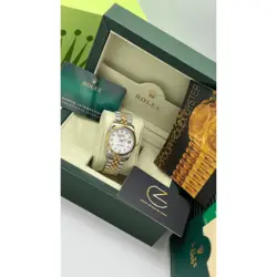 ساعت مچی رولکس دیت جاست دو رنگ سیلور طلایی صفحه صدف اندکس نگین (تک و ست) Rolex Datejust Silver Golden Pearl Screen Diamond Index
