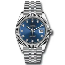 ساعت مچی رولکس دیت جاست سیلور صفحه آبی اندکس نگین (تک و ست) Rolex Datejust Silver Blue Screen Diaomnd Index