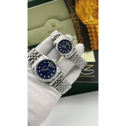 ساعت مچی رولکس دیت جاست سیلور صفحه آبی اندکس نگین (تک و ست) Rolex Datejust Silver Blue Screen Diaomnd Index