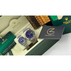 ساعت مچی رولکس دیت جاست سیلور صفحه آبی اندکس نگین (تک و ست) Rolex Datejust Silver Blue Screen Diaomnd Index