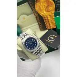 ساعت مچی رولکس دیت جاست سیلور صفحه آبی اندکس نگین (تک و ست) Rolex Datejust Silver Blue Screen Diaomnd Index