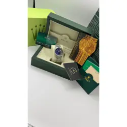 ساعت مچی رولکس دیت جاست سیلور صفحه آبی اندکس نگین (تک و ست) Rolex Datejust Silver Blue Screen Diaomnd Index
