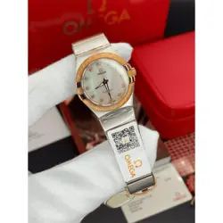 ساعت مچی امگا كانسليشن سیلور رزگلد صفحه صدف اندکس نگین (تک و ست) Omega Constellation Silver-Rose Gold Pearl Screen Jewel Index