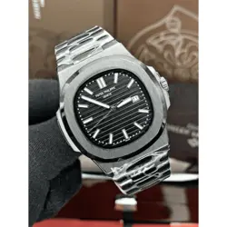 ساعت مچی مردانه پتک فیلیپ ناتیلوس مشکی صفحه مشکی Patek Philippe Nautilus Watch Black Black Screen