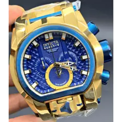 ساعت مچی مردانه اینویکتا بولت زئوس طلایی صفحه آبی Invicta Bolt Zeus Golden Blue Screen