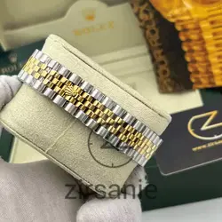 ساعت مچی رولکس دیت جاست دو رنگ سیلور طلایی صفحه صدف اندکس نگین (ست) Rolex Datejust Silver Golden Pearl Screen Diamond Index