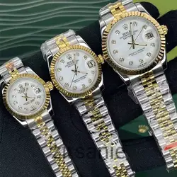 ساعت مچی رولکس دیت جاست دو رنگ سیلور طلایی صفحه صدف اندکس نگین (ست) Rolex Datejust Silver Golden Pearl Screen Diamond Index