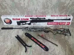 تفنگ بادی هاتسان رنجر آپاچی 1300 ایكس استتار در حد پلمپ نوعه نوعه نو همراه با بند و پایه تفنگ و فنر فابریك هاتسان