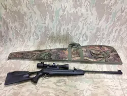 تفنگ بادی ماكسیموس مد 008 قنداق تامب هول در حد نو همراه دوربین زوم دار نوركونیا ، كيف حمل و پايه تفنگ و فنر اضافه فابريك