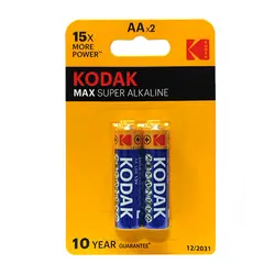 باتری نیم قلمی KODAK مدل MAX SUPER ALKALINE کارتی 2 عددی