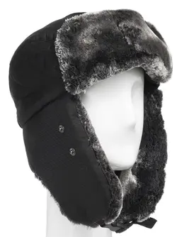 کلاه طرح روسی خلبانی خزدار همراه ماسک رنگ سرمه ای