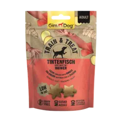 اسنک تشویقی سگ جیم داگ با طعم گوشت ماهی مرکب و زنجبیل GimDog Squid & Ginger وزن 125 گرم - وتوریا