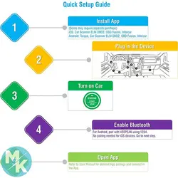 عیب یاب دیاگ بلوتوثی خودرو مدل veepeak obd2