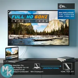 تبدیل Mini DP به HDMI و VGA و DVI برند CSL مدل 300646 &raquo; مرزکده