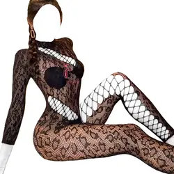 خرید بادی یکسره زنانه سکسی فیشنت پلنگی+پشت باز+گیپور بدن نما