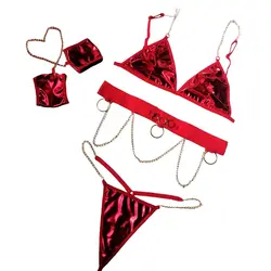 خرید لباس خواب لاتکس 4 تیکه سکسی دسبند دار ➕ 2 رنگ جذاب