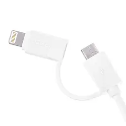 کابل تبدیل USB به microUSB/لایتنینگ راک اسپیس مدل 2in1 طول 1 متر
