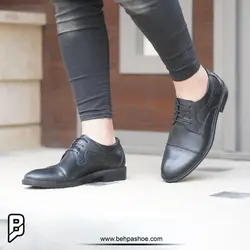 کفش مردانه تمام چرم مدل برنا بند دار - کفش بهپا تولید کننده کفش چرم تبریز