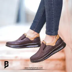کفش میانه چرم مدل سزار بی بند - کفش بهپا تولید کننده کفش چرم تبریز