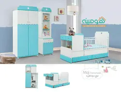 سرویس چوب دو منظوره نوزاد-نوجوان مدل موج دو منظوره | فروشگاه کالای چوب هومینه