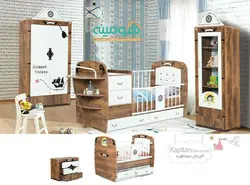 سرویس خواب دو منظوره نوزاد-نوجوان مدل کاپیتان دو منظوره | فروشگاه کالای چوب هومینه