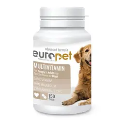قرص مولتی ویتامین سگ یوروپت بسته 150 عددی وزن 75 گرم - Europet Multivitamin
