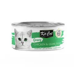 کنسرو گربه کیت کت با طعم تن و تخم بلدرچین در آب مرغ وزن 80 گرم - KitCat Tuna & Quail Egg gravy