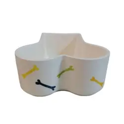 ظرف آب و غذای سگ و گربه کنفیل سرامیکی طرح استخوان