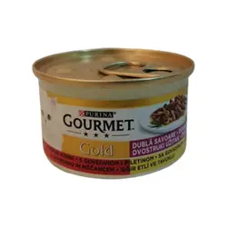 کنسرو گربه بالغ گورمت گلد طعم مرغ و گوشت تکه‌ای وزن 85 گرم - Purina Gourmet Gold