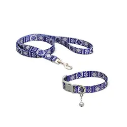 قلاده گردنی سگ و گربه نیناپت مدل پترن همراه لید سایز 1 - NinaPet